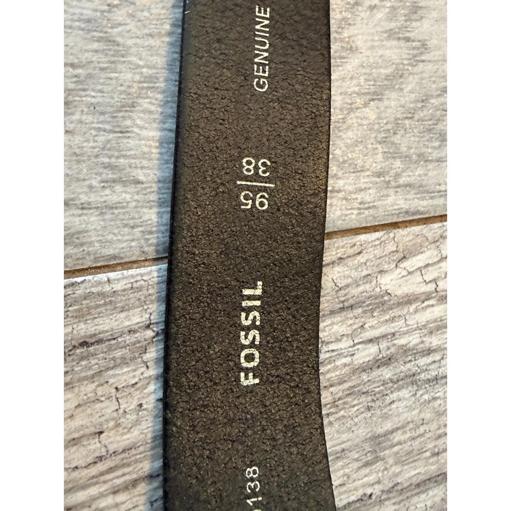 Fossil Jay Genuine Leather Belt 38 Black MB136100138 Single Prong Buckle Mens